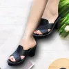 Tofflor Summer Slipper Women Chunky Wedge Fish Mouth Sandals Ladies Fashion Design High Heel Female Shoes Glides