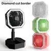 Electric Fans Portable rechargeable mini folding fan with LED light suitable for multifunctional 2-in-1 fans in homes bedrooms officesY240320