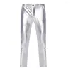 Men's Pants Skinny Fit Stylish Elastic Trousers For Nightclub Party Dance Solid Color All-match Fashion