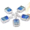 Pendant Necklaces Mix 5 Pieces Pendants Luckyshine Shine Square Cut Blue Green Bicolored Tourmaline Gemstone 925 Sier Necklaces1166625 Dhblf