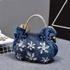 Totes Wallike Fashion Woman Denim Handväskor Bag Vintage Luxury Rhinestone Tygväskor Lady's Small Jean Bolsas Femininas för kvinnlig