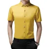 Koszulki męskie sukienki Summer Dopasowanie pracy biznesowej koszula swobodny przystojny kołnierz odchylenia krótki rękaw dla mężczyzn Soild Blouses moda