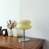 Macaron Glass Table Lamp Trichromatic Escurecimento Sala de estar Atmosfera Lâmpadas Proteção para os Olhos Luz Noite Menina Quarto Cabeceira Decoração 240305