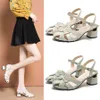 New Baotou Sandals Womens Summer Sandal Women Water Diamond Line Line Buckle Shoes Shoes 240228