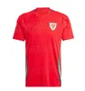 2024 Maillots de football du Pays de Galles JAMES BALE 24 25 Chemises de football galloises JOHNSON N.WILLIAMS RODON T.ROBERTS CABANGO LEVITT MOORE THOMAS Maillot kit enfant homme