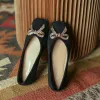 Flats 2024 Nieuwe vrouwen Flat Elegant Bling Crystal Bow Fashion Women Flat Ballet Shoes Tie Square Toe Flats Shoes Lady Flat Footware