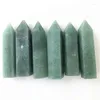 Dekorativa figurer naturlig grön aventurin obelisk kvarts kristall trollkarl läkning dekoration kristaller