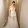 Charmante ligne A robes de mariée bretelles Spaghetti épaules dénudées plis robes de mariée dos nu voir Thr jupe vestidos de novia