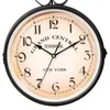 Horloges murales Vintage européen grande horloge double face suspendue numérique pour intérieur extérieur salon chambre étude décor