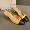 Sandales à bride arrière en cuir véritable de qualité supérieure, talons hauts épais, 8 couleurs disponibles, ballerines de luxe pour femmes, sandales de fête pour dames, mariage avec boîte