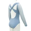 Stage Wear Lussuoso nylon spandex body danza costume da balletto con cinture pieghettate incrociate sul retro per adulti ragazze adolescenti di sesso femminile