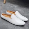 Sapatos para homens ao ar livre couro de couro confortável para homens deslizantes de linear designer de marca italiana Sapatos casuais de venda quente ayakkabi