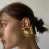 バックイヤリング有名なデザイナー最高品質誇張された金メッキ四角い耳クリップ大型イヤリング女性豪華なジュエリーバースデーパーティー