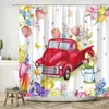 Shower Curtains Farm Curtain Watercolor Flower Truck Spring Botanical Leaf Butterfly Rustic Wildflower Polyester Bathroom Decor