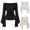 Medieval Shirt For Womens Elegant Tops Sexy Off Shoulder Flare Sleeve Blouse Top Vintage Gothic Club Party Woman Clothing 240320