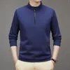 Men's Polos Winter Thickened Warm Long Sleeved Polo T Shirt For Men Sweatshirt Lightweight Casual Stand Collar Half Zipper Pullover Clothes