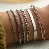 Classic Snake Chain Bracelets Set for Women Trendy Bohemian Fashion Stainless Steel Cuban Chain Bracelet Party Gifts Jewelry