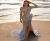REAM Image Arabskie sukienki imprezowe koraliki Sash PROM SIEKT TRAIN DUBAI ABAYA VESSIDOS DŁUGO cekinowe Suknie wieczorne Suknie