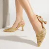 Robe chaussures à la mode 2024 designer italien de luxe bout pointu creux maille bride à la cheville fête d'été femmes talons hauts sandales