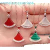 Jewelry Designer Brand Pendant Necklaces v Fan-shaped Skirt Female White Fritillaria Red Jade Medal Plated with 18k Rose Gold Advanced Precision Craftsmanship