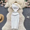 Casual Dresses YuooMuoo Ins Fashion Sexy One Shoulder Knitted Bodycon Dress Lady Elastic Outfits Package Hips White Mini Party Vestidos