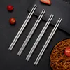 Pauzinhos 1/5 pares de aço inoxidável antiderrapante macarrão sushi reutilizável pauzinho estilo chinês talheres de metal durável ferramentas de cozinha