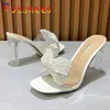 Dress Shoes Street Fashion Girl Bow Crystal Slippers Sexy Transparent Heel Summer Pearl Bowknot Design 2022 Elegant Party Sandal H240321NQ71DW0S