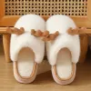 Slippers mignonnes pantoufles de dessins animés pour les femmes maison de Noël Chaussures de plate-forme épaisses filles intérieurs chauds en peluche dames soft confort non glissades non glissantes