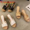 Dress Shoes Voesnees Women Slipper Fashion Summer Casual 12CM Wedges High-Heeled 2021 New One Word Band Concise Classics Sandals H240321WYV6PPS3