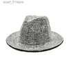 Ball Caps Bling Rhinestone Fedora Womens Hat Wide Brim Felt Panama with All Diamond Adjustable Jazz Hat Wholesale Summer and WinterC24319