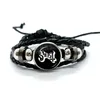 Bangle Ghost Rock Band PaPa Black Leather Bracelets Multilayer Braided Bangles Handmade Jewelry Gifts