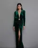 Seksi Hunter Yeşil Akşam Partisi Elbise 2024 V Yastık Uzun Kollu Silt Velvet Denizkızı Resmi Balo Gowns Robe De Soiree Vestidos De Bayram