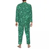 Men's Sleepwear Rose Floral Pajama Sets Green Flowers Lovely Lady Long Sleeve Casual Sleep 2 Pieces Nightwear Big Size XL 2XL