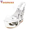 Scarpe eleganti Pantofola femminile Zeppe Donna PVC trasparente Pendenza Tacco Donna Estate 2023 Sexy Tacchi alti extra Sandali 14,5 cm H2403251