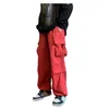 Men's Pants Elastic Waist Cargo With Multi Pockets Soft Breathable Fabric Wide Leg Design For Daily Sports