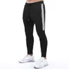 Calças masculinas de treinamento ginásio pista sweatpants corredores casual listra treino zíper bolso fitness masculino cinza correndo calças esportivas