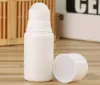 Frasco roll-on de plástico branco por atacado para desodorante, óleo essencial, perfume, recipientes cosméticos pessoais DIY (30ml, 50ml, 100ml) 11 LL