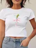 Camisetas femininas T-shirt Women Summer Summer Wine Glass Cow Print Thort Manves Crew Croft Tops Casual Baby Tee para estética de streetwear