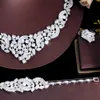 Bangle CWWZircons 4 Piece Full Glossy CZ Wedding Necklace Luxury Africa Dubai Wedding Dance Jewelry Costume Sets For Women T685 240319