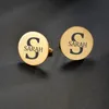 Atoz Personalized Custom Name Cufflinks for Men Shirt Cuff Buttons Big Letter Initials Jewelry Wedding Gifts Accessories 240318