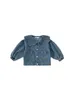 Vestes filles grand col pétale bleu denim printemps enfants style coréen haut bébé fille enfant en bas âge cardigan à manches longues vêtements pour enfants