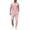 Men's Tracksuits Summer Breathable Short Sleeve Long Pants Two Piece Suit Cool Suits For Men Size Dress Jackets