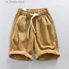 Men's Shorts Summer Thin Ramie Shorts Mens Loose and Versatile Elastic Waist Tie Casual Pants Linen Shorts Mens Casual Fashion Shorts Y240320