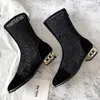 Bottes dentelle maille sandales pour femmes été printemps talon épais chaussures respirantes Style coréen tout-Match creux romain