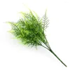 Flores decorativas artificial grama verde plástico 7 hastes plantas falsas folhagem folhas decoração para casa