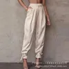 Pantalon femme Wepbel pantalon couleur unie poches abricot Beige décontracté bride à la cheville femmes taille haute Streetwear bas à revers