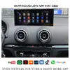 10.25 pouces 1920*720 écran Android 13 autoradio sans fil CarPlay pour AUDI A3 8V 2013-2018 stéréo GPS lecteur vidéo multimédia Youtube Google Waze Spotify Yandex dvd de voiture