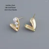 Boucles d'oreilles étalon 18k plaqué 316l en acier inoxydable haricot pour les femmes à la mode de boucles d'oreille à la mode