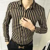 Camisas de vestido masculinas homem tops roupas formais negócios brancos e blusas para homens listrados slim fit de alta qualidade elegante s em