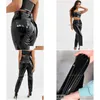 Spodnie damskie Capris Women talia Patent Patent skórzany ołówek Faux Lateks Legginsy Pvc Slim Bodycon Spodnie panie nocne zużycie zużycie dhyws